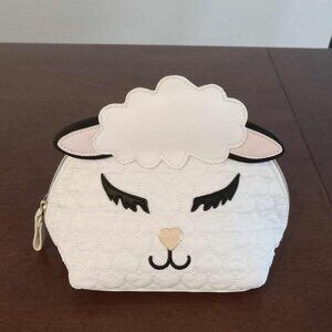 Betsey Johnson Kitsch Lamb Sheep Quilted Cosmetic Makeup Bag